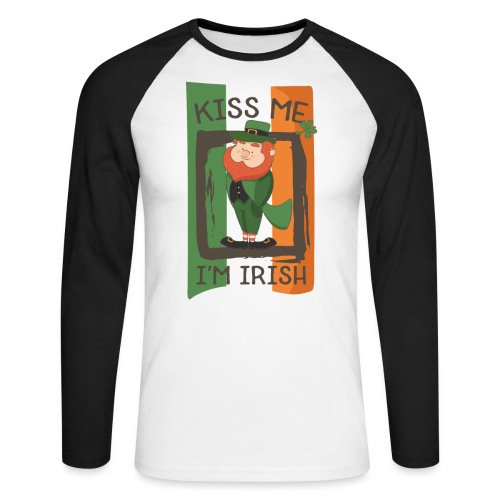 St. Patrick's Day Leprechaun - I'm Irish - Kiss Me - Men's Long Sleeve Baseball T-Shirt