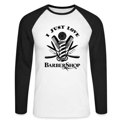 Barbershop Logo - Men's Long Sleeve Baseball T-Shirt