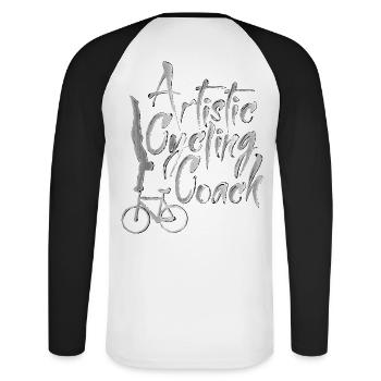 Cyclisme artistique, cyclisme artistique, cyclisme en salle, entraîneur - T-shirt baseball manches longues Homme - blanc/noir - Dos - Nik (191cm)
