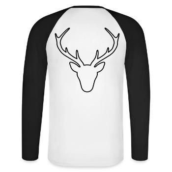 Cerf bois chasseur chasse sauvage cadeau - T-shirt baseball manches longues Homme - blanc/noir - Dos - Nik (191cm)