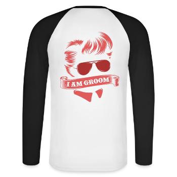 célibataire - T-shirt baseball manches longues Homme - blanc/noir - Dos - Nik (191cm)