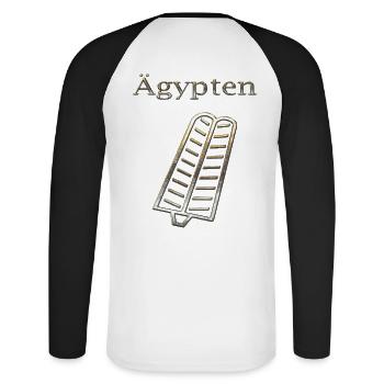 Egypte 65 - T-shirt baseball manches longues Homme - blanc/noir - Dos - Nik (191cm)