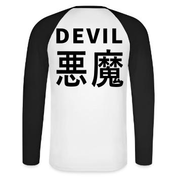 Le Kajni du Diable - T-shirt baseball manches longues Homme - blanc/noir - Dos - Nik (191cm)