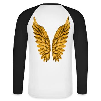 Angel Wings Gold Golden Wings Angel Angel Wings - Unisex Long Sleeve Baseball T-Shirt - white/black - Back - Nik (191cm)