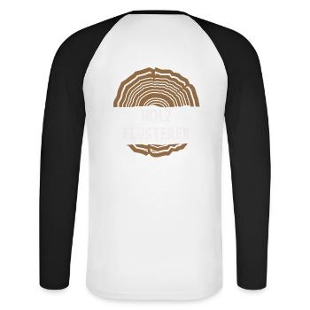 Holz Holz Flüsterer - Unisex Baseballshirt langarm - Weiß/Schwarz - Hinten - Nik (191cm)