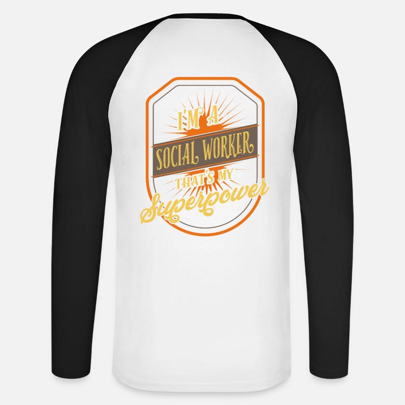assistente sociale - Maglia da baseball a manica lunga da uomo - bianco/nero