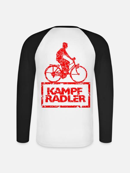 Kampfradler Fahrrad Anhänger Fahrradfahrer Sticker - Unisex Baseballshirt langarm - Weiß/Schwarz