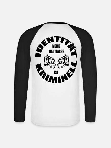 Identität ist keine Hautfarbe Satire Design - Unisex Baseballshirt langarm - Weiß/Schwarz