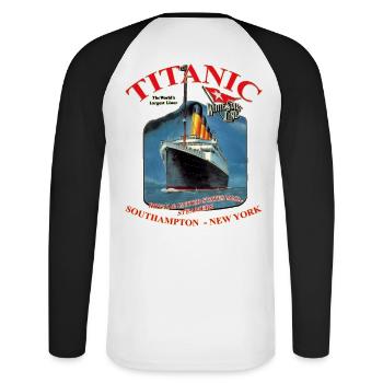 TITANIC NEW YORK CREATION Louis RUNEMBERG © Adagp - Unisex Long Sleeve Baseball T-Shirt - white/black - Back - Nik (191cm)