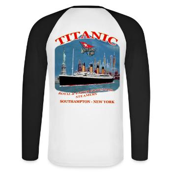 TITANIC creation Louis RUNEMBERG © Adagp - Unisex Long Sleeve Baseball T-Shirt - white/black - Back - Nik (191cm)
