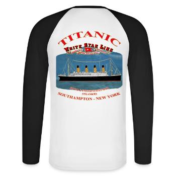 TITANIC CREATION Louis RUNEMBERG © Adagp - Unisex Long Sleeve Baseball T-Shirt - white/black - Back - Nik (191cm)