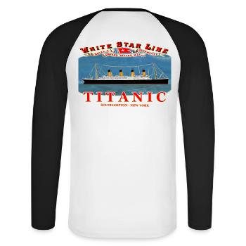 TITANISCHE SCHÖPFUNG Louis RUNEMBERG © Adagp - Unisex Baseballshirt langarm - Weiß/Schwarz - Hinten - Nik (191cm)
