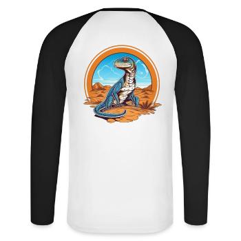 lézard dans la conception de paysage désertique - T-shirt baseball manches longues Homme - blanc/noir - Dos - Nik (191cm)