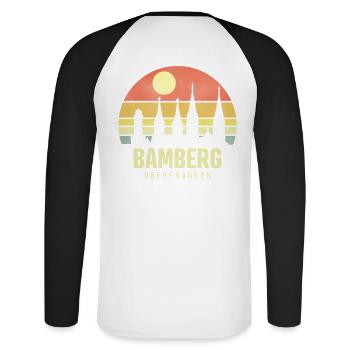 Bamberg Bamberg Ville de Haute-Franconie Coordonnées - T-shirt baseball manches longues Homme - blanc/noir - Dos - Nik (191cm)
