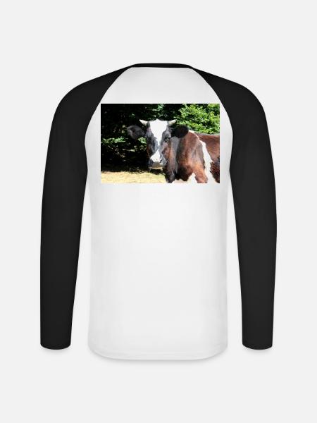 Kuh Poster - Unisex Baseballshirt langarm - Weiß/Schwarz