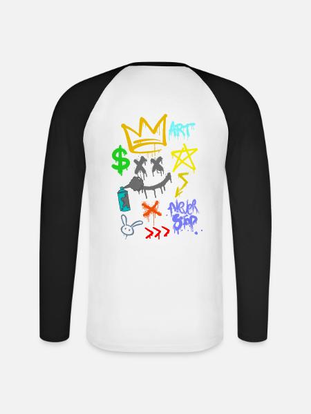 Graffiti-Künstler - Wandkunst - Urban Spray - Unisex Baseballshirt langarm - Weiß/Schwarz