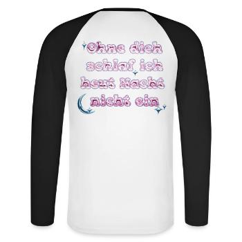 Sans toi - Conception de texte Y2K - T-shirt baseball manches longues Homme - blanc/noir - Dos - Nik (191cm)