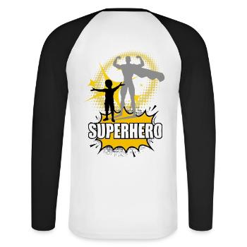 Super Baby - Unisex Baseballshirt langarm - Weiß/Schwarz - Hinten - Nik (191cm)