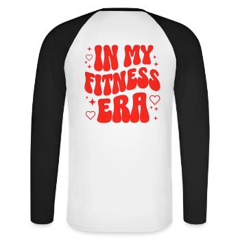 Fitness Girl Gym Motivation Sport Workout - Unisex Baseballshirt langarm - Weiß/Schwarz - Hinten - Nik (191cm)