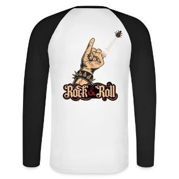 Musician Guitar Guitar Rock & Roll Rocker Gift - Unisex Long Sleeve Baseball T-Shirt - white/black - Back - Nik (191cm)