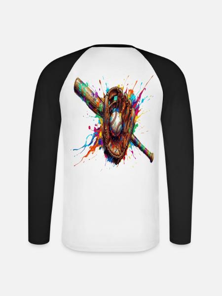 Ball- und Schlägerhandschuh mehrfarbig - Unisex Baseballshirt langarm - Weiß/Schwarz