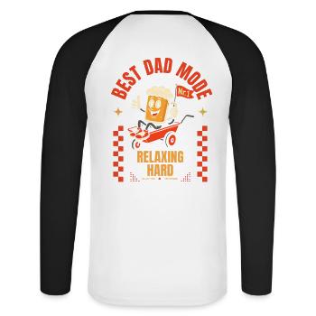 Cadeau de chariot à bière pour la fête des pères Meilleure mode papa - T-shirt baseball manches longues Homme - blanc/noir - Dos - Nik (191cm)