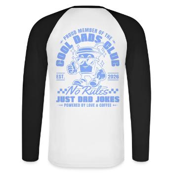 Club des Papas Cool - Fête des Pères Cadeaux 2026 - T-shirt baseball manches longues Homme - blanc/noir - Dos - Nik (191cm)