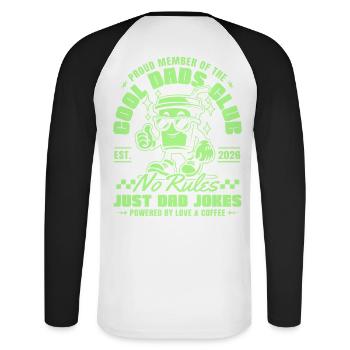 Club des Papas Cool - Fête des Pères Cadeaux 2026 - T-shirt baseball manches longues Homme - blanc/noir - Dos - Nik (191cm)