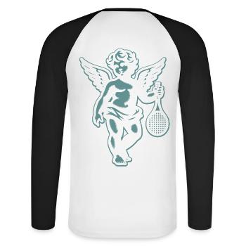 Tennis Angel Cherub Réanimation Renaissance Rétro - T-shirt baseball manches longues Homme - blanc/noir - Dos - Nik (191cm)