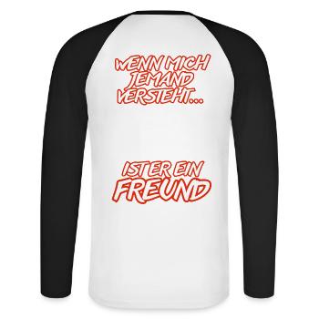 RC Auto Freund - Unisex Baseballshirt langarm - Weiß/Schwarz - Hinten - Nik (191cm)