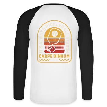 It's Always Pickleball Season - Unisex Baseballshirt langarm - Weiß/Schwarz - Hinten - Nik (191cm)