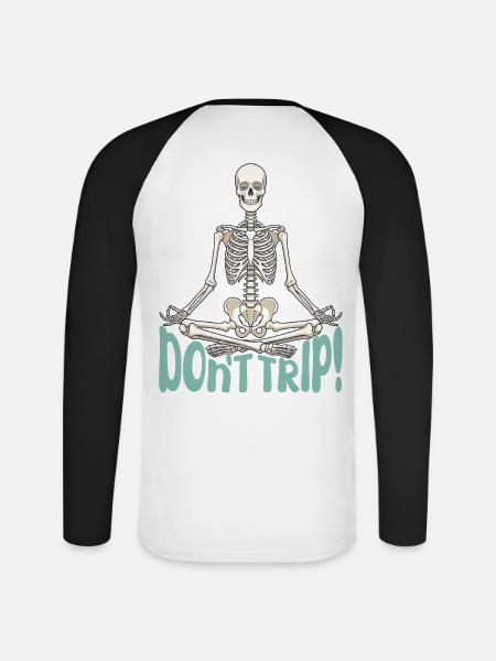 Dont Trip Skeleton Gaming Leonida - Unisex Baseballshirt langarm - Weiß/Schwarz
