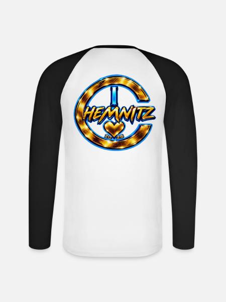 Chemnitz-Heart - Unisex Baseballshirt langarm - Weiß/Schwarz