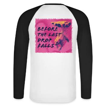 Before the last drop falls - Unisex Baseballshirt langarm - Weiß/Schwarz - Hinten - Nik (191cm)
