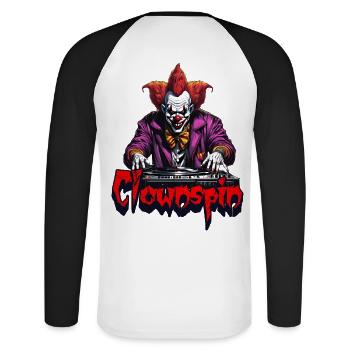 Clown spin - Unisex Long Sleeve Baseball T-Shirt - white/black - Back - Nik (191cm)