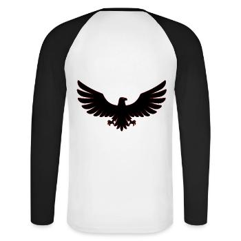 Aigle Aigle oiseau faucon faucon symbole art - T-shirt baseball manches longues Homme - blanc/noir - Dos - Nik (191cm)