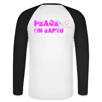 Peace on Earth with Bird pink - Unisex Long Sleeve Baseball T-Shirt - white/black - Back - Nik (191cm)