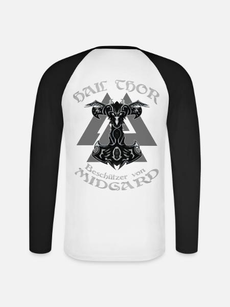 HAIL THOR - Unisex Baseballshirt langarm - Weiß/Schwarz