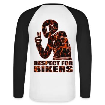 Motards - T-shirt baseball manches longues Homme - blanc/noir - Dos - Nik (191cm)