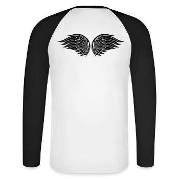Angel wings, guardian angel, christmas. - Unisex Long Sleeve Baseball T-Shirt - white/black - Back - Nik (191cm)