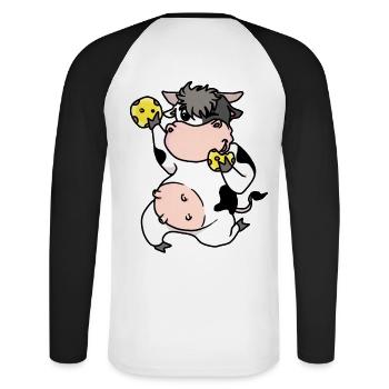 Drôle de biscuits de bonbons de vache grignotage - T-shirt baseball manches longues Homme - blanc/noir - Dos - Nik (191cm)