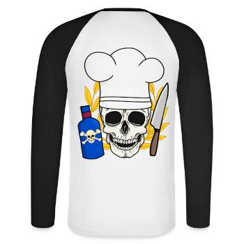 Poison Horror Kitchen Halloween Chef - Unisex Long Sleeve Baseball T-Shirt - white/black - Back - Nik (191cm)