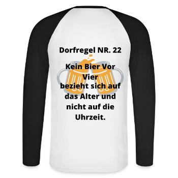 Kein Bier Vor Vier - Unisex Baseballshirt langarm - Weiß/Schwarz - Hinten - Nik (191cm)