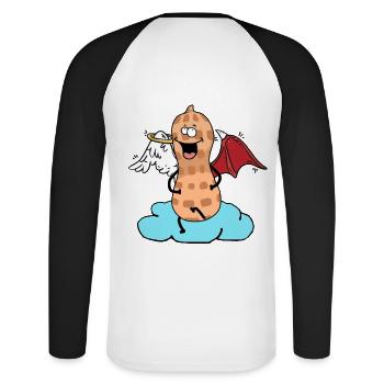 Celestial Peanut Angel Little Devil Cloud Nut - Unisex Long Sleeve Baseball T-Shirt - white/black - Back - Nik (191cm)