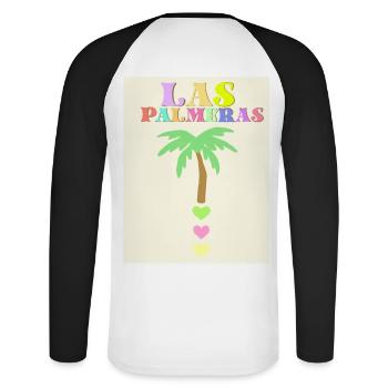 Palmier pastel - T-shirt baseball manches longues Homme - blanc/noir - Dos - Nik (191cm)