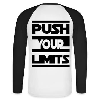 PUSH YOUR LIMITS - T-shirt baseball manches longues Homme - blanc/noir - Dos - Nik (191cm)