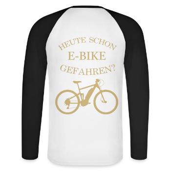 e bike e-bike spruch - Unisex Baseballshirt langarm - Weiß/Schwarz - Hinten - Nik (191cm)