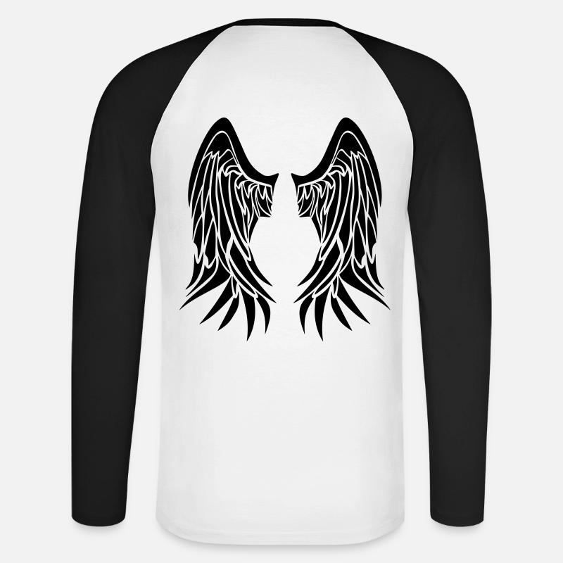 Angle Wings - Unisex Baseballshirt langarm - Weiß/Schwarz