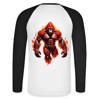 Gorille - T-shirt baseball manches longues Homme - blanc/noir - Dos - Nik (191cm)