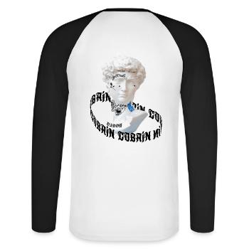 Marble Head with Peep Tattoos - Unisex Long Sleeve Baseball T-Shirt - white/black - Back - Nik (191cm)